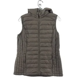 32 Degrees Heat Women's Hooded Down Fill Full Zip Small Gray Quilted Nylon Vest