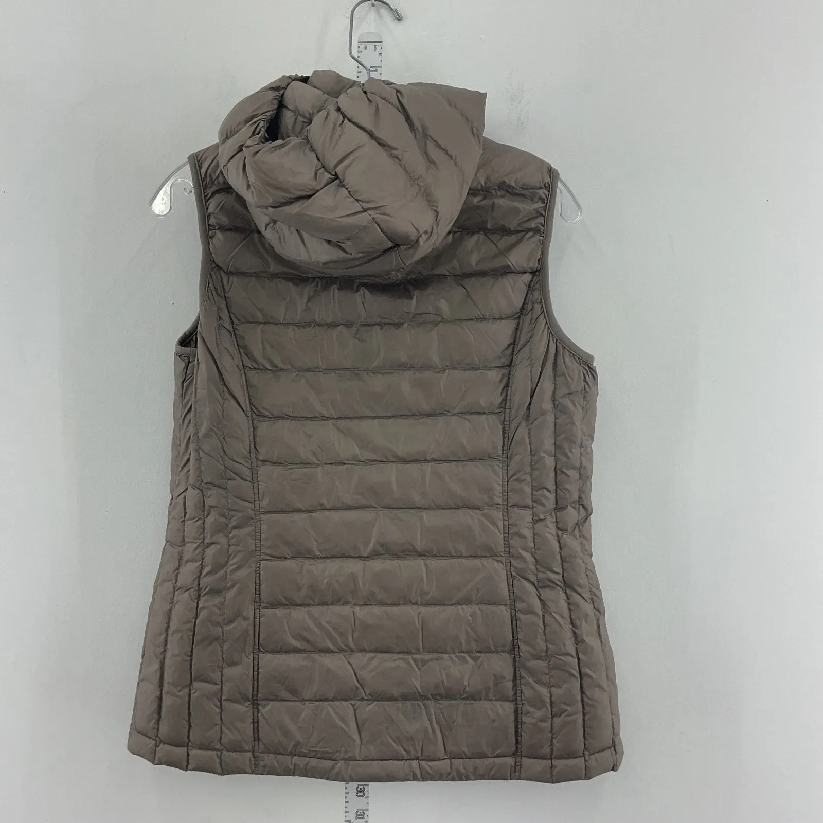 32 Degrees Heat Women's Hooded Down Fill Full Zip Small Gray Quilted Nylon Vest