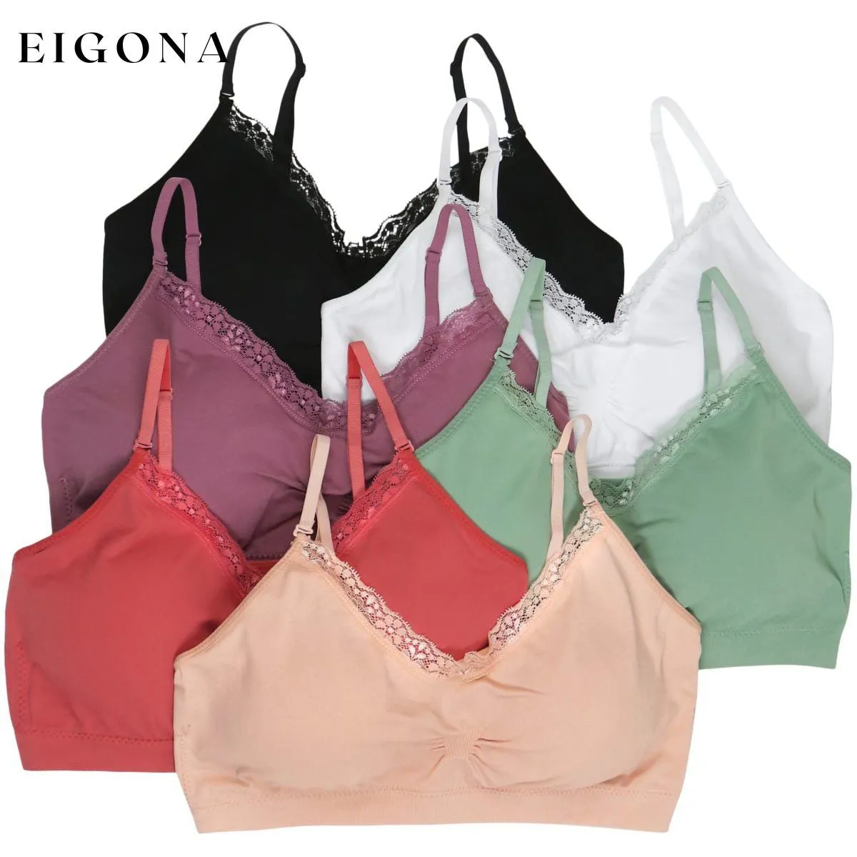 6-Pack: Padded Lace Trim Bralettes