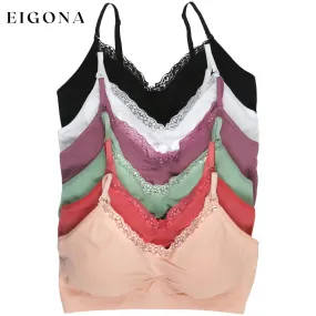 6-Pack: Padded Lace Trim Bralettes