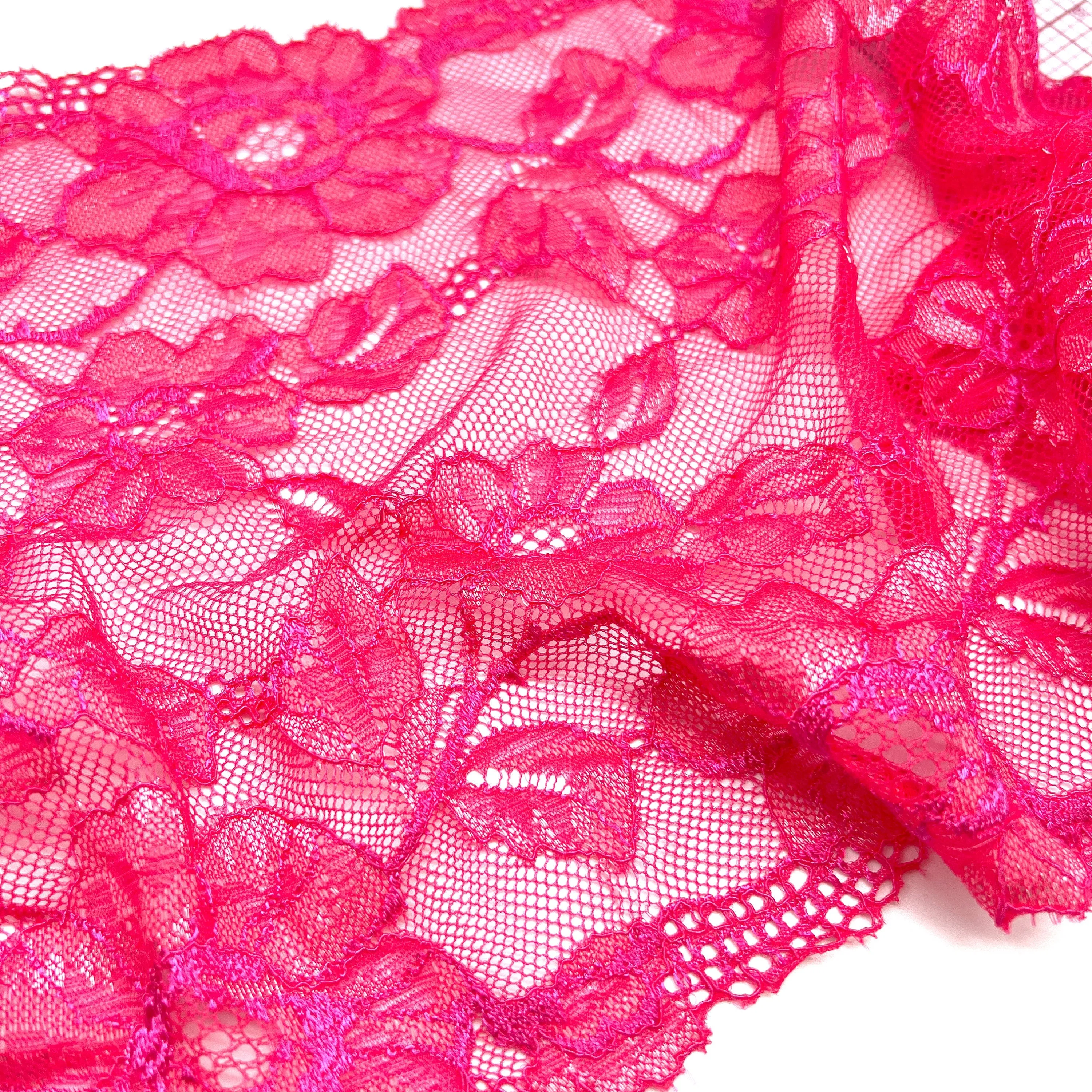 9" (23cm) Stretch Lace, Soft, High Quality in Beige, Pink, Turquoise and Gray- by the 1 yard