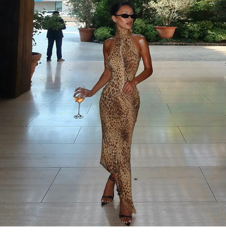 Amara Backless Leopard Dress