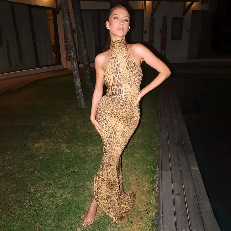 Amara Backless Leopard Dress