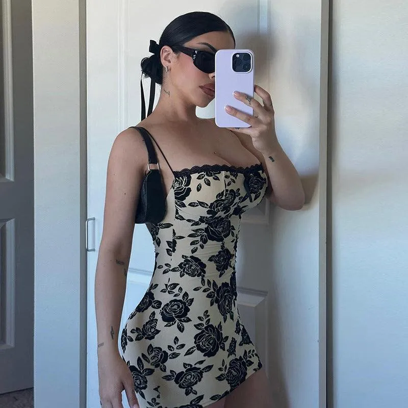 Autumn Women's Fashion Backless Vintage Printed Dress