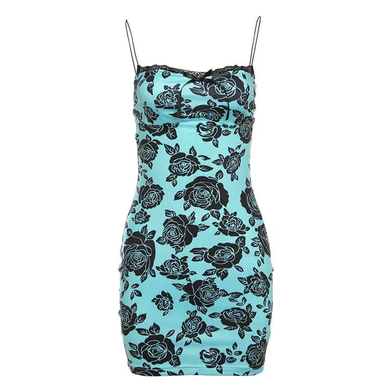 Autumn Women's Fashion Backless Vintage Printed Dress