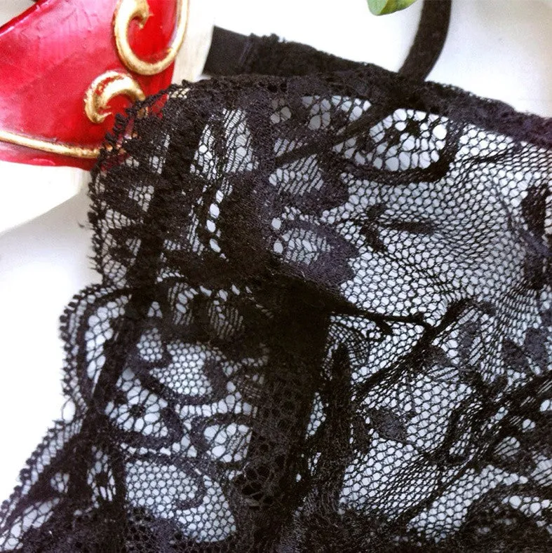 Black Soft Lace Bralette With Cross Straps