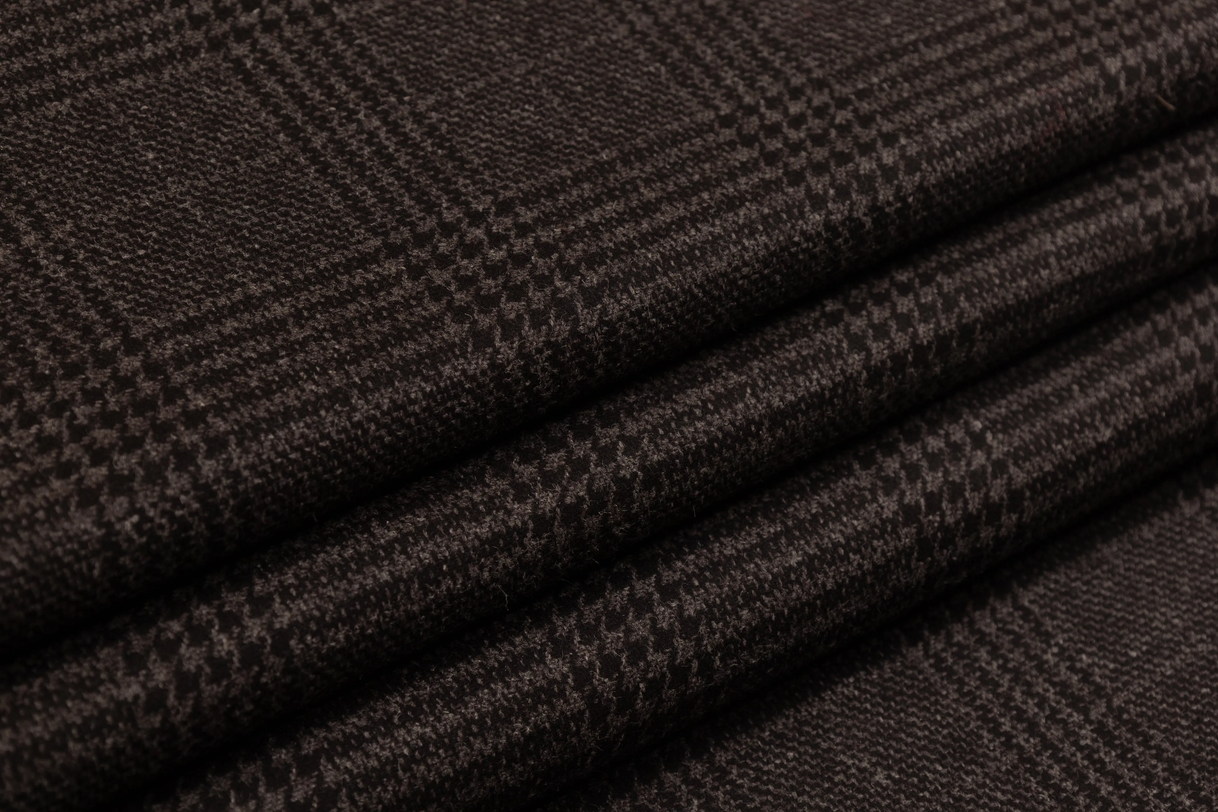 Checked Italian Wool Suiting - Smoky Black