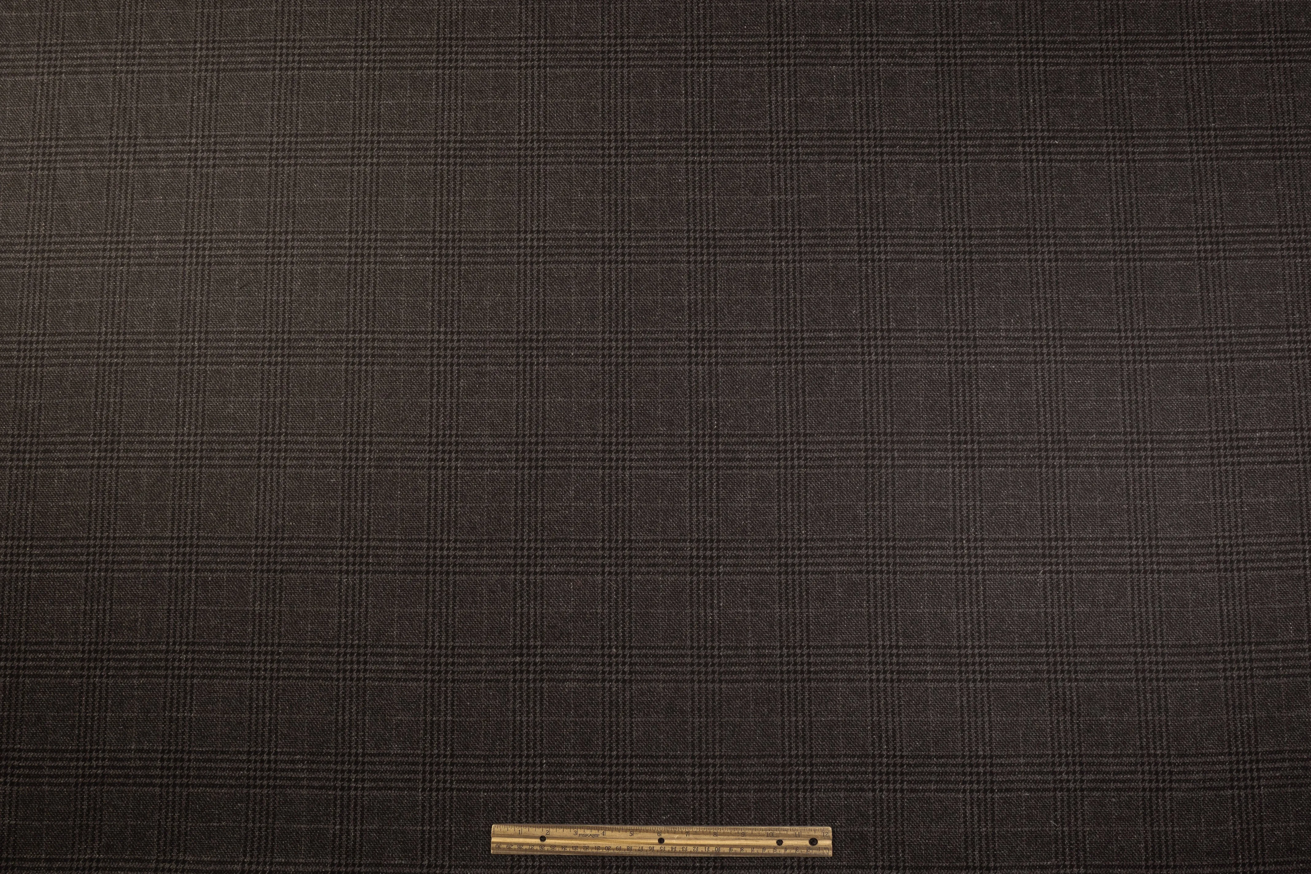 Checked Italian Wool Suiting - Smoky Black