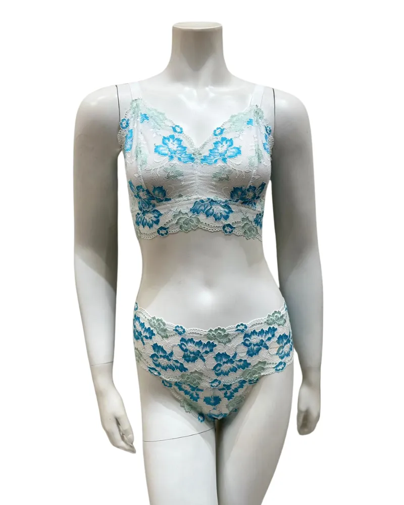 Cosabella Savona White/Verde Curvy Longline Bralette Set