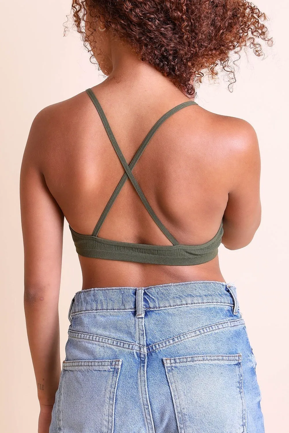 Crochet Lace High Neck Bralette – Halter Style with Cross-Back