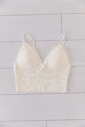 Cropped Lace Camisole In Ivory
