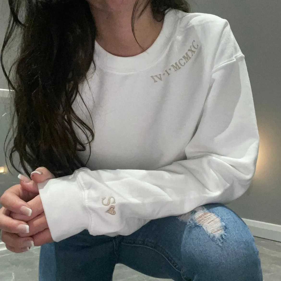 Curved Neckline Roman Numeral Anniversary Sweatshirts