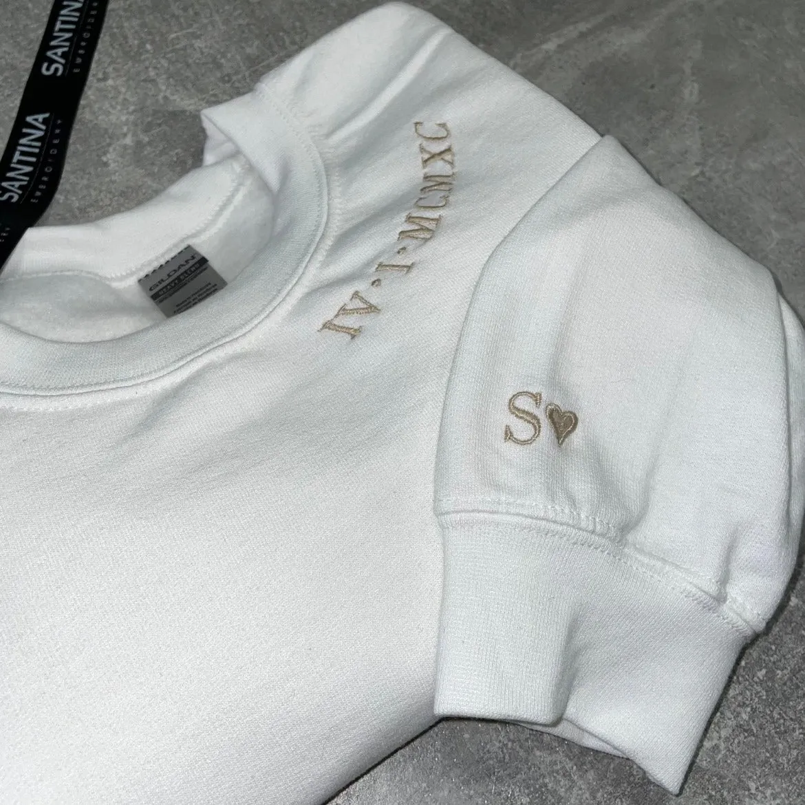 Curved Neckline Roman Numeral Anniversary Sweatshirts