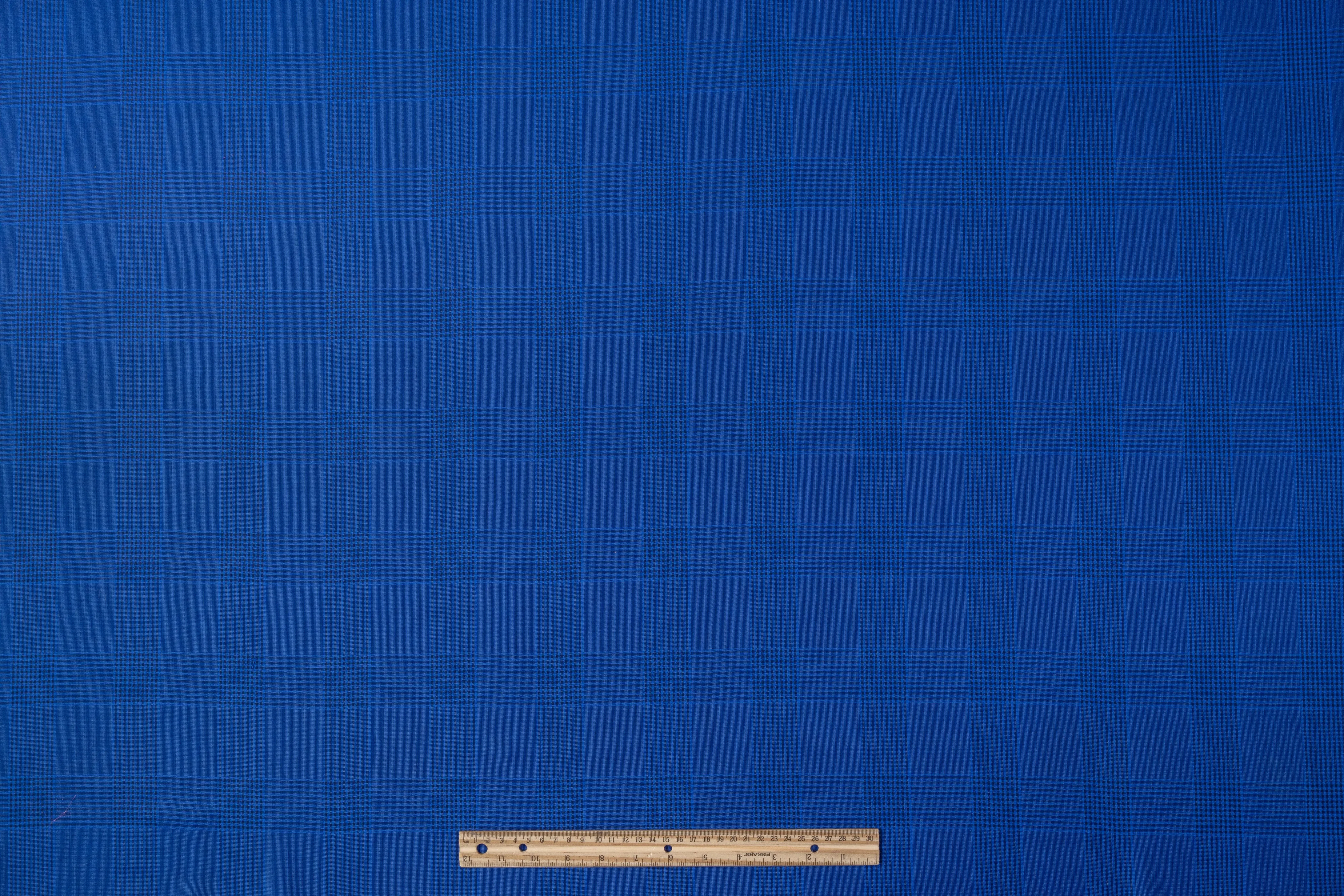 Double Faced Plaid Wool and Silk Suiting - Blue / Black