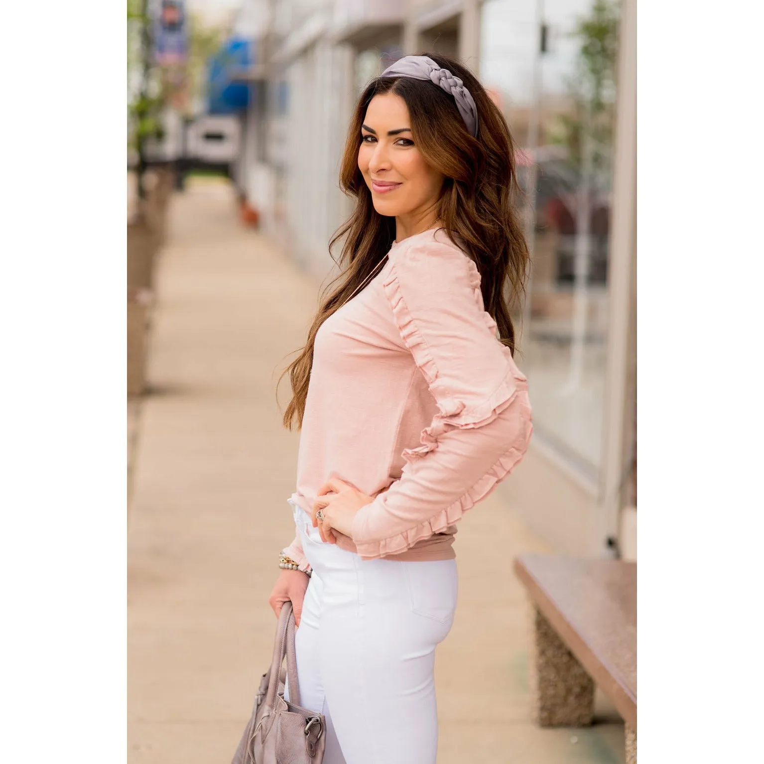 Double Ruffle Trimmed Sweatshirt