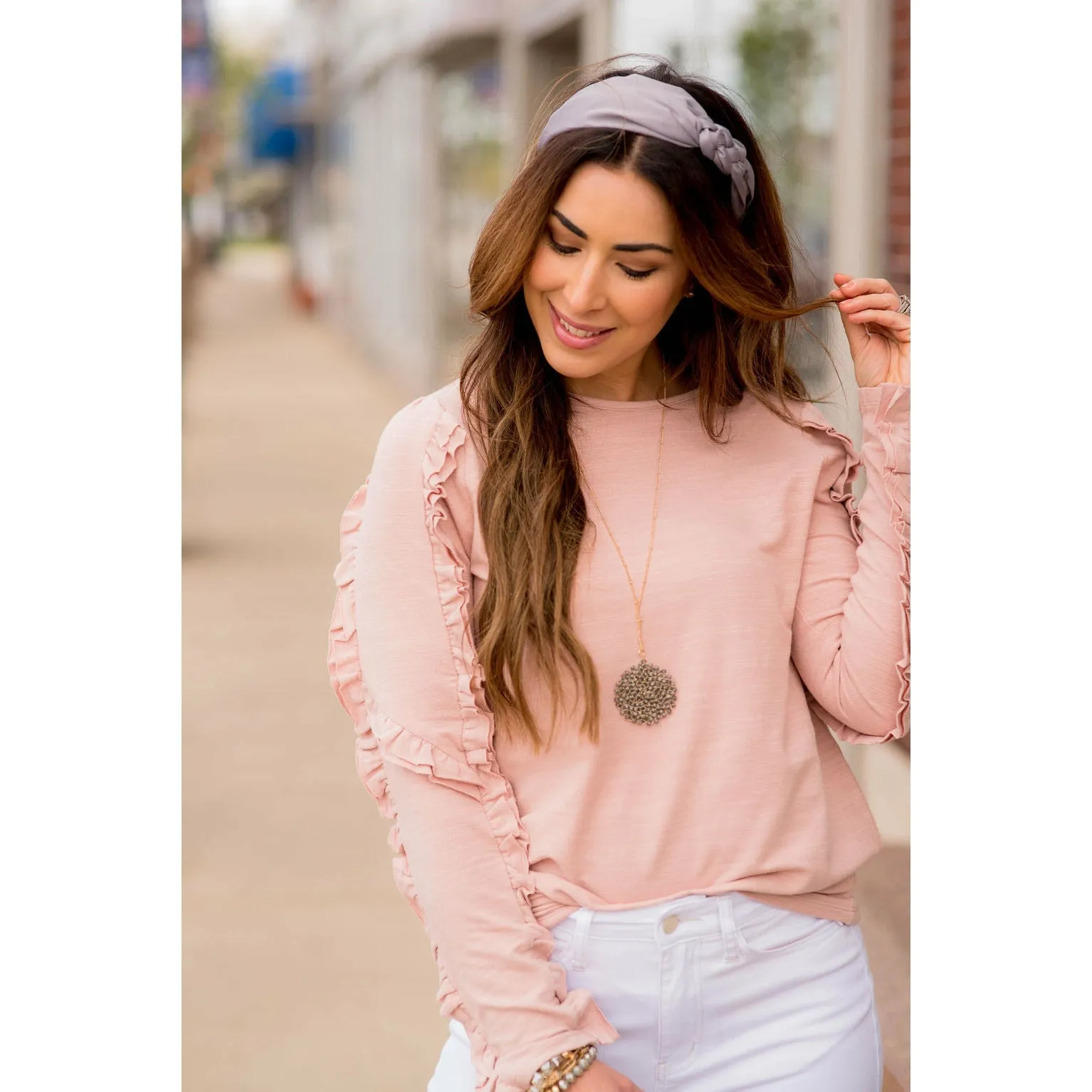 Double Ruffle Trimmed Sweatshirt