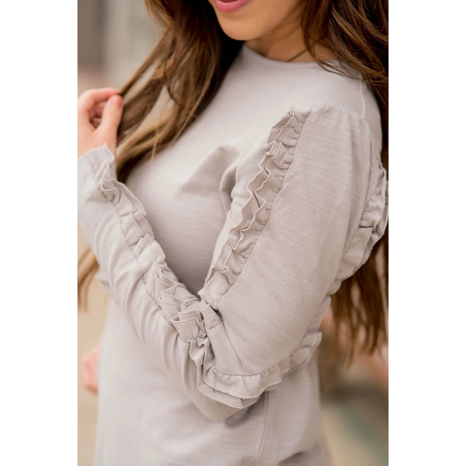 Double Ruffle Trimmed Sweatshirt