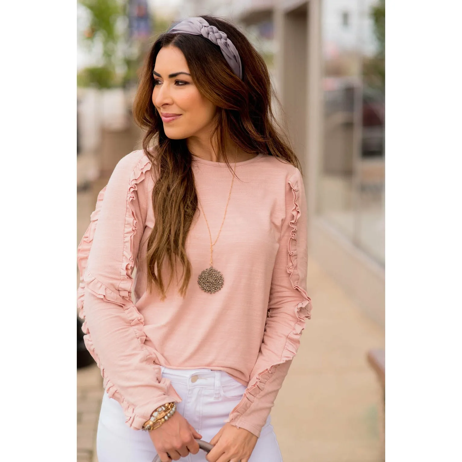 Double Ruffle Trimmed Sweatshirt