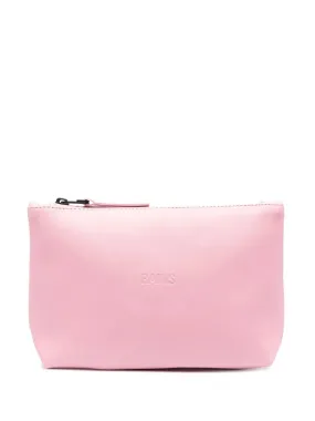 embossed-logo faux leather makeup bag