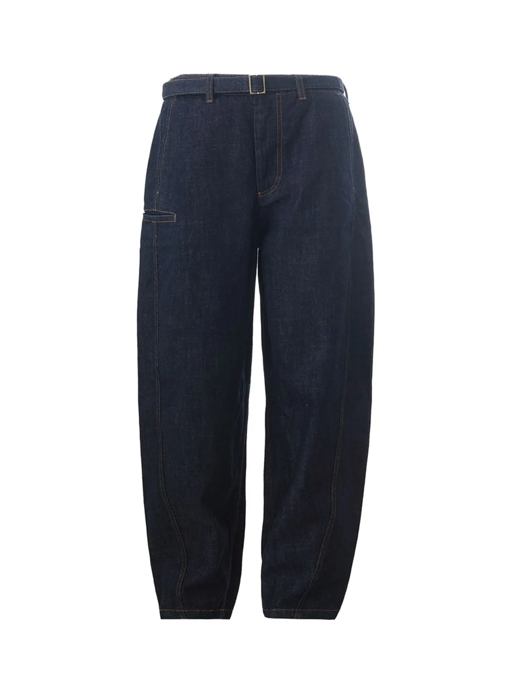Emporio Armani Elegant Blue Denim Relaxed Fit Trousers