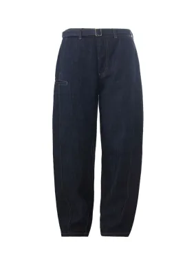 Emporio Armani Elegant Blue Denim Relaxed Fit Trousers
