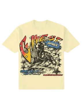 G West T-Shirt - Cosmic Sky Ride Acid Wash Double - Cream - GWDSPPT9091