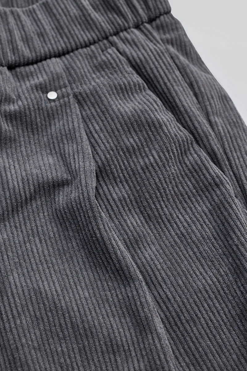 Grey Corduroy Relaxed Fit Trousers