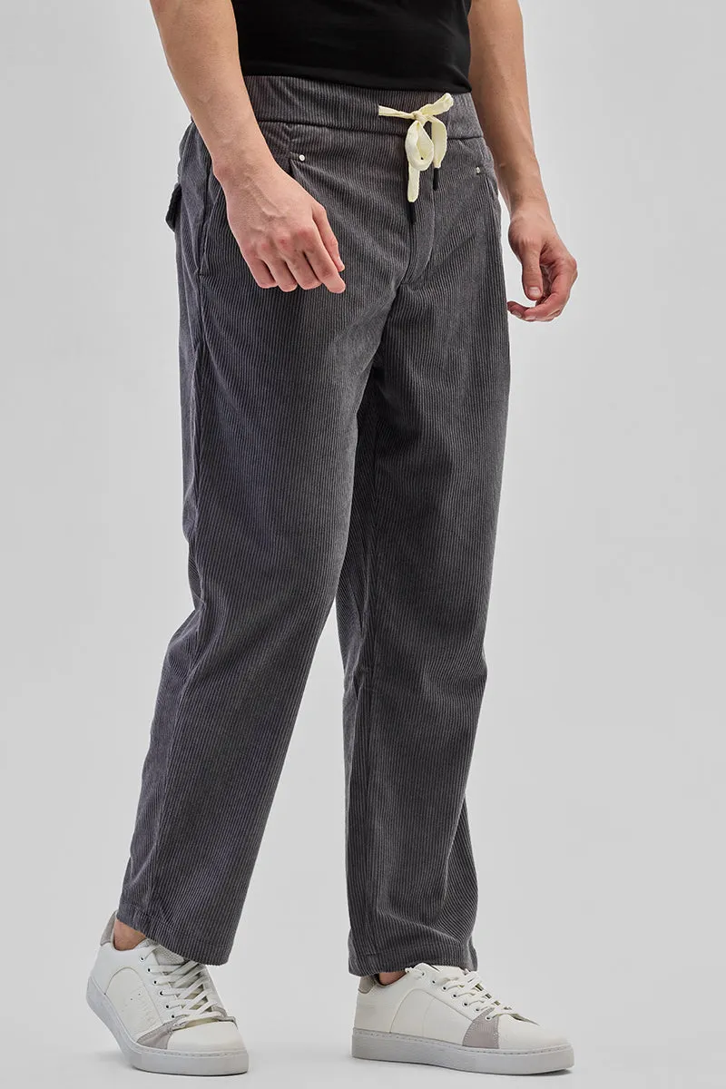 Grey Corduroy Relaxed Fit Trousers