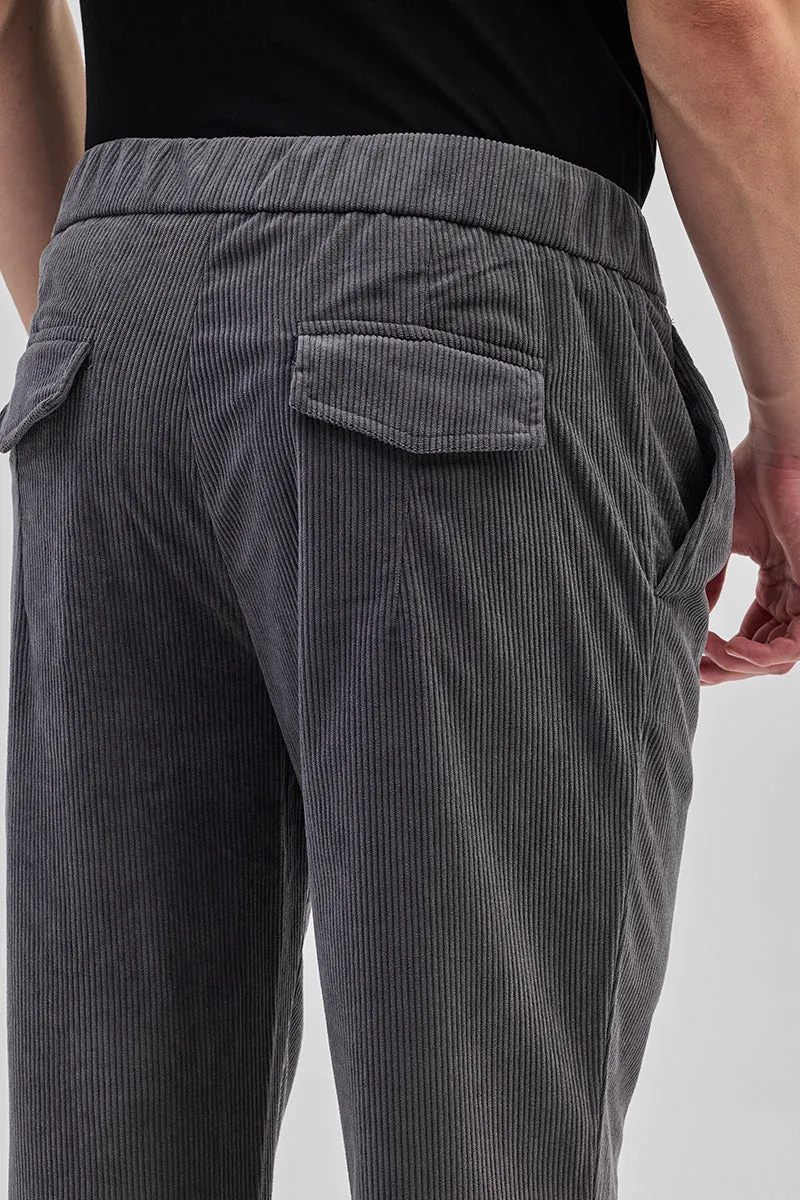 Grey Corduroy Relaxed Fit Trousers