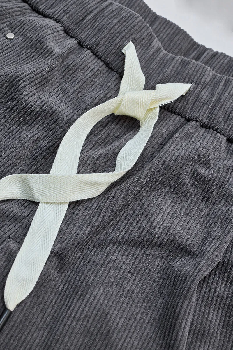 Grey Corduroy Relaxed Fit Trousers