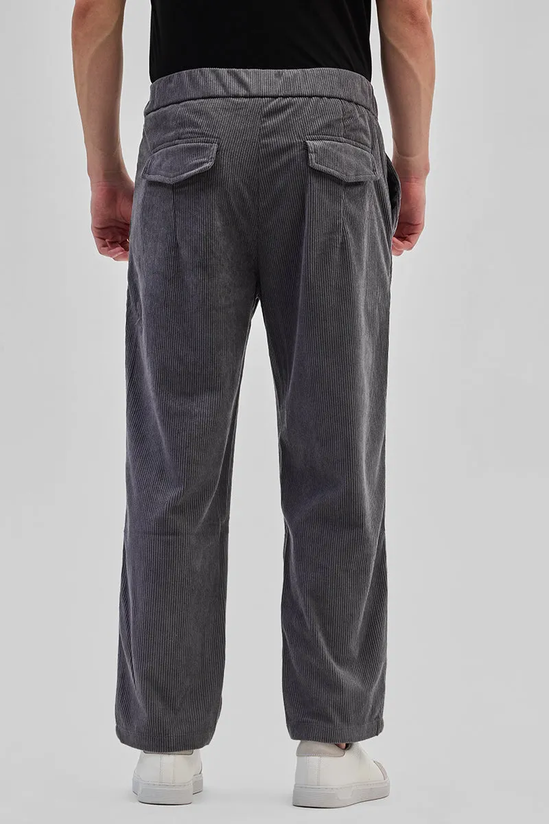 Grey Corduroy Relaxed Fit Trousers