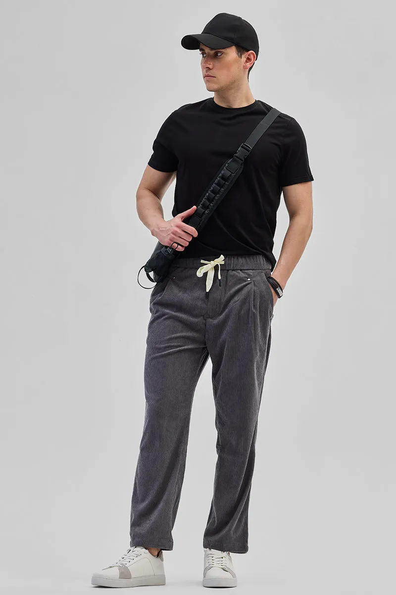 Grey Corduroy Relaxed Fit Trousers