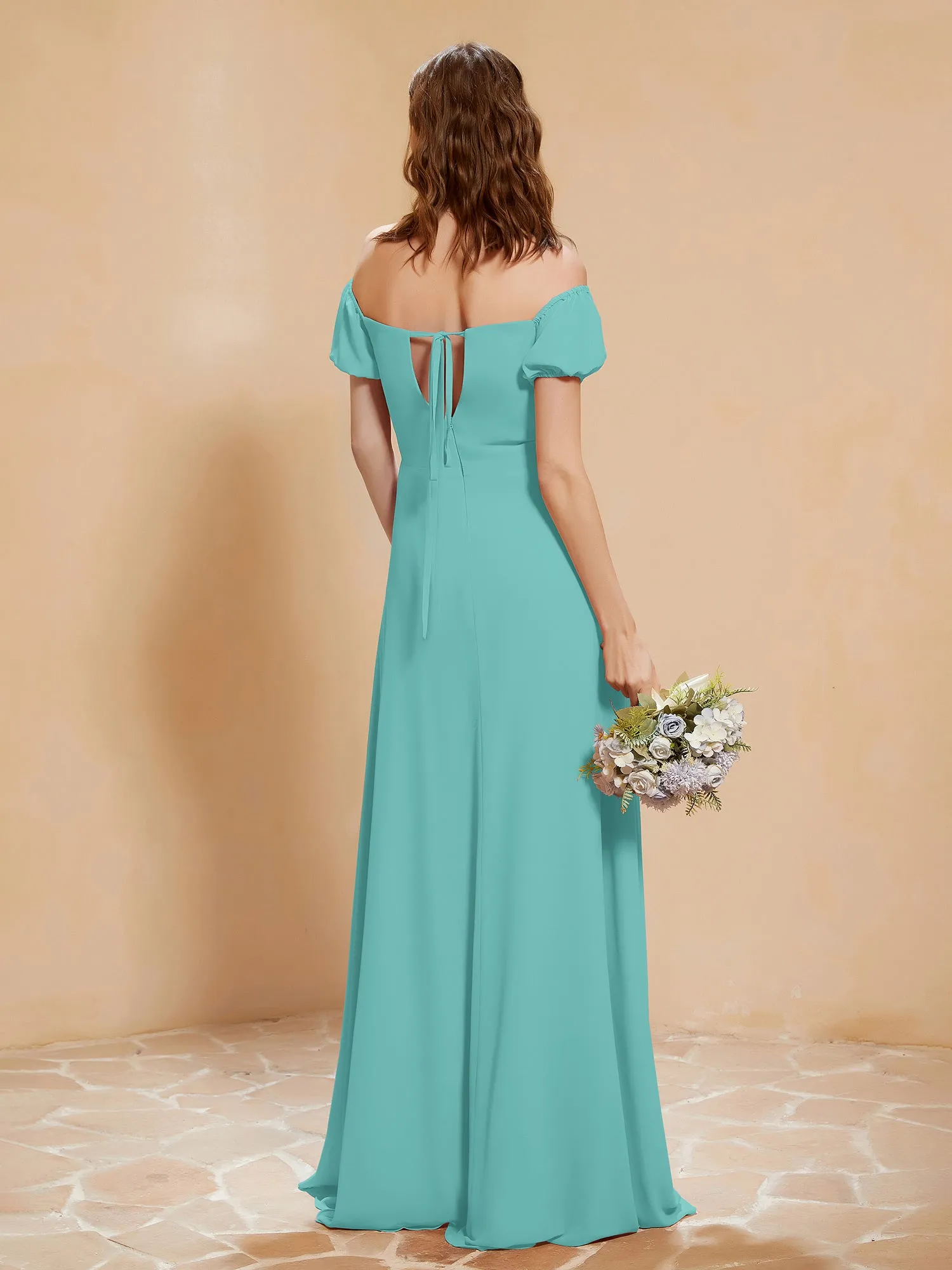 Half Sleeve Backless A-line Chiffon Dress Spa Plus Size