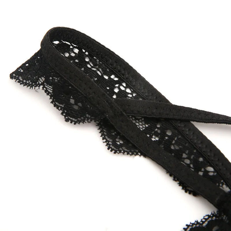 Lace Bralette | Crossed Straps | Jacquard Trim