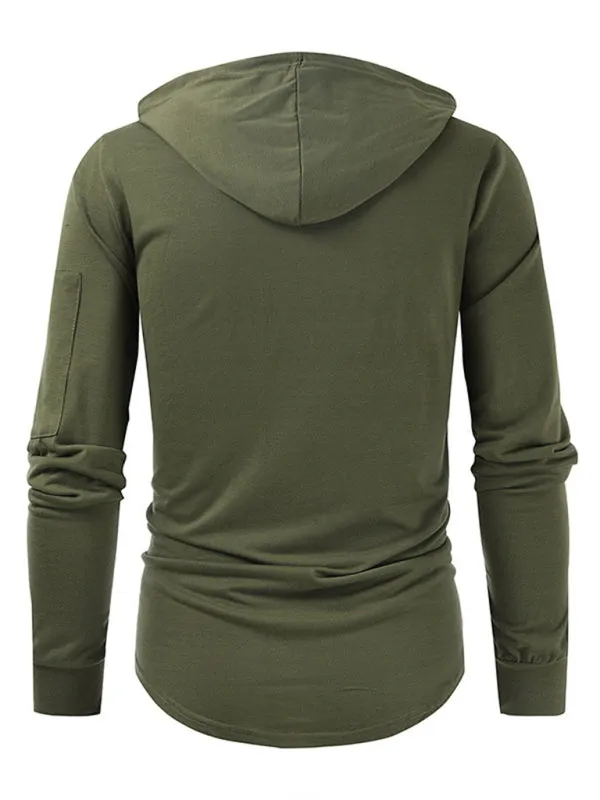 Lace-Up Men's Lightweight Hooded Sweatshirt