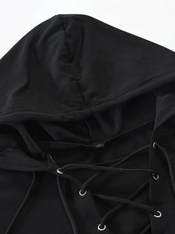 Lace-Up Men's Lightweight Hooded Sweatshirt