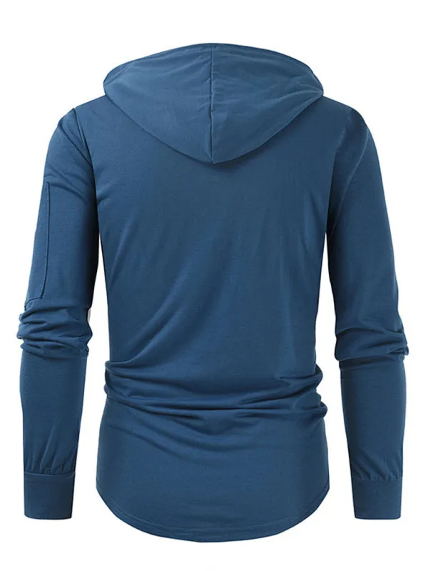 Lace-Up Men's Lightweight Hooded Sweatshirt