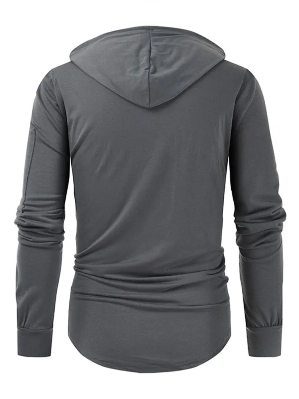 Lace-Up Men's Lightweight Hooded Sweatshirt