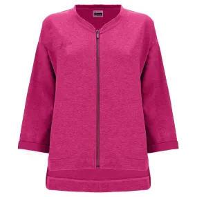 Lightweight Cotton Sweatshirt - 3/4 sleeves - Peacock Pink