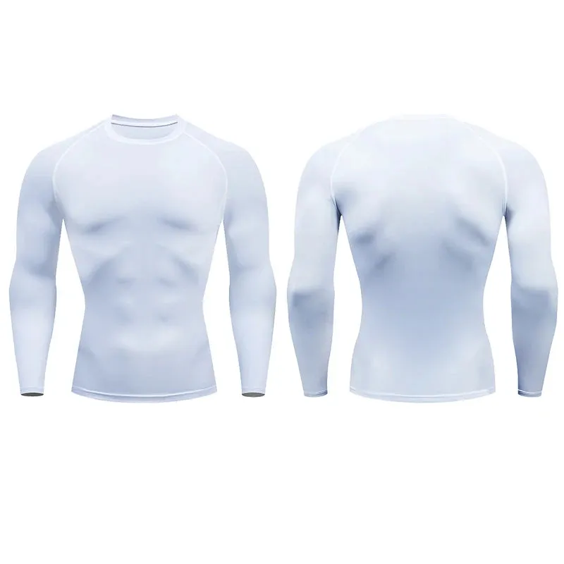 Men Compression Running T-shirt Fitness Long Sleeve Sport Shirts Training Gym Sportswear
