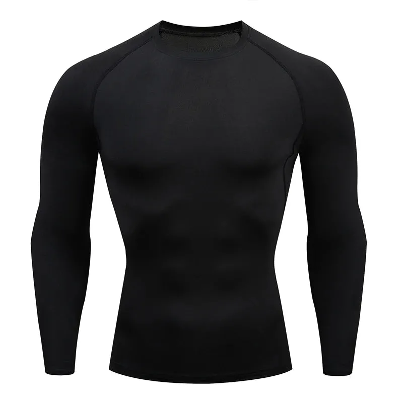 Men Compression Running T-shirt Fitness Long Sleeve Sport Shirts Training Gym Sportswear