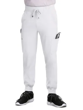 Men's Drawstring Elastic Waist Connective Jogger Pant - C600 - White