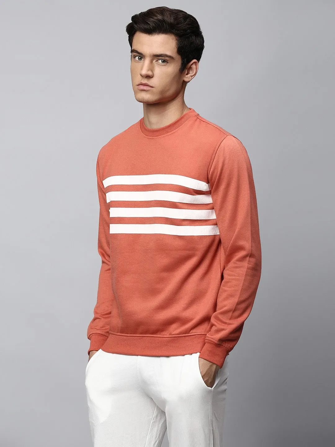 Mens Long-Sleeve Sweatshirt - Lightweight Casual Winterwear  (Coral)