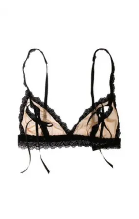 Nude Illusion Tie Bralette - Mocha/Black -