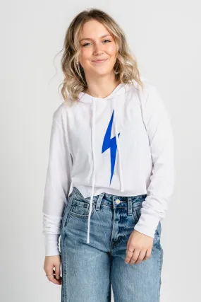 OKC bolt lightweight crop hoodie white