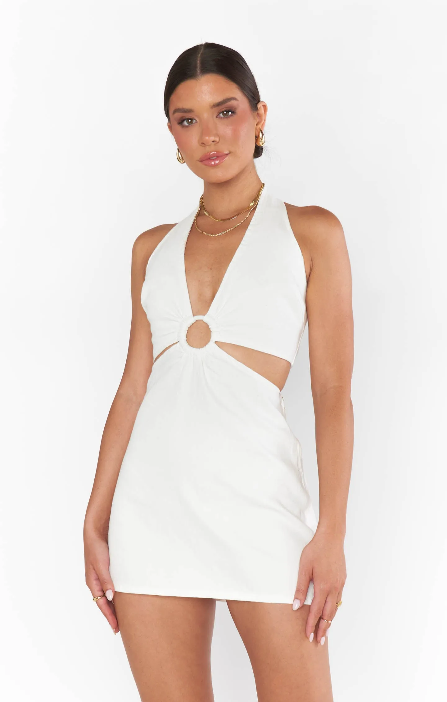 Oslo O-Ring Cut Out Mini Dress White