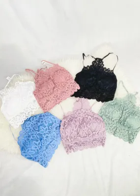 padded racer lace bralette