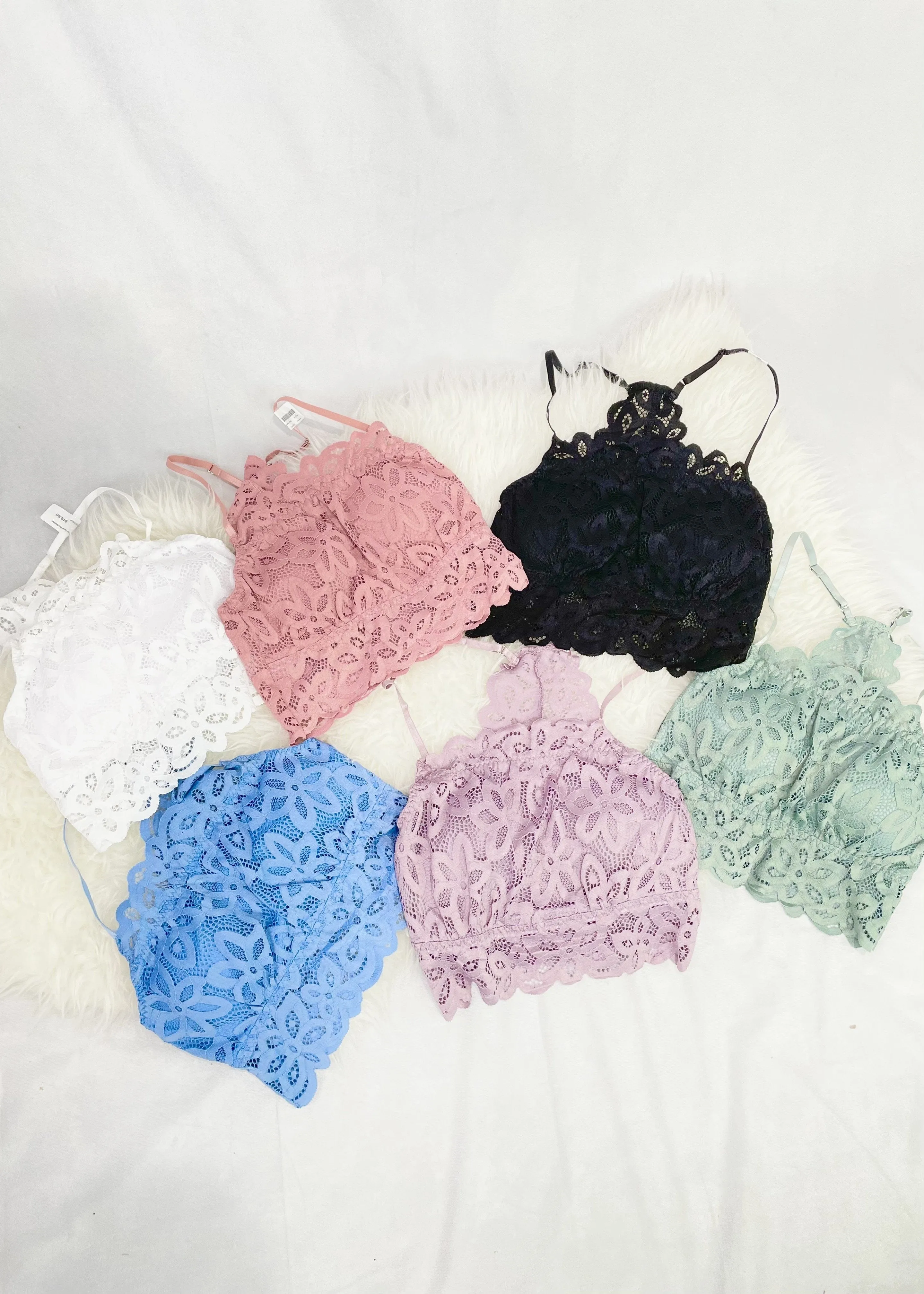 padded racer lace bralette