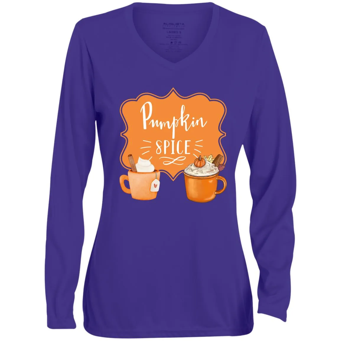 Pumpkin Spice Latte Orange -- CLOSEOUT -- Ladies' Moisture-Wicking Long Sleeve V-Neck Tee