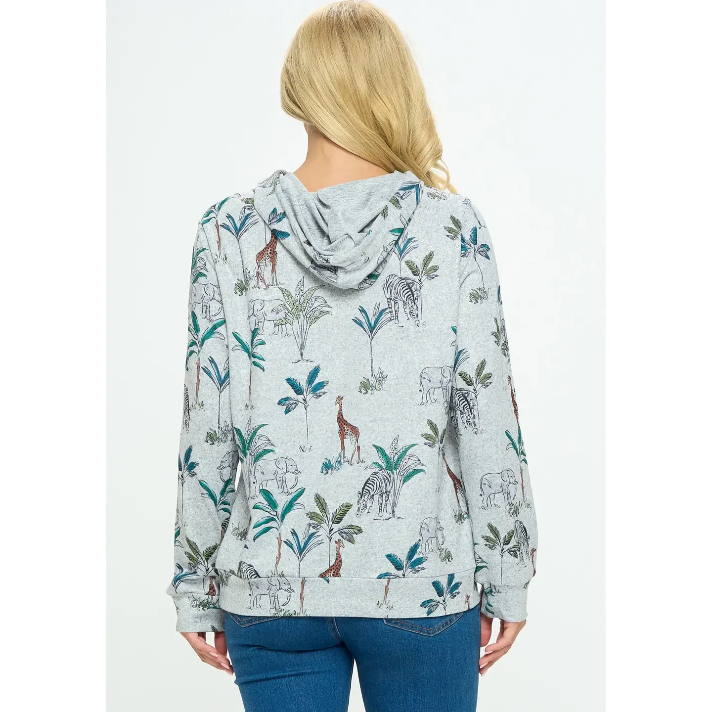 Safari Animal Print Lightweight Hoodie with Kangaroo Pocket